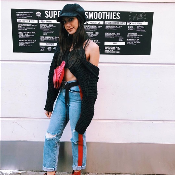 Red stripped boyfriend jeans - Picture 3 of 5